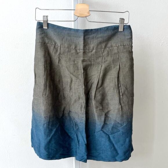 Vince Size 4 Linen Cotton Ombre Skirt A-line Shimmery Gray Blue - Picture 1 of 7